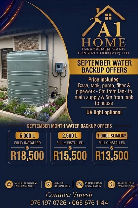 A1 Home Improvements - A1 Water Tanks, KwaZulu-Natal